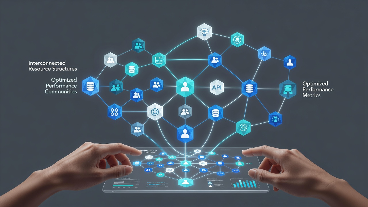 Illustration of optimized resource flow within a focused digital community network